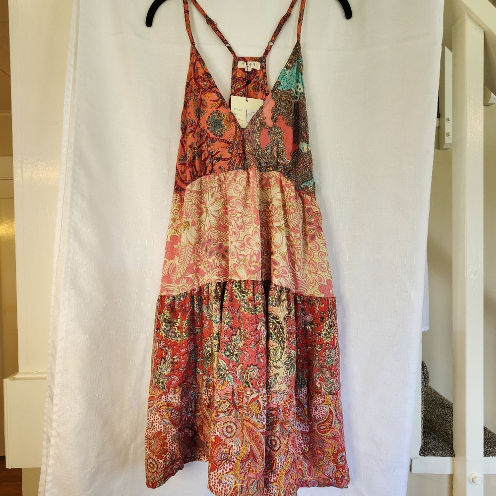 Paani Boho Sundress Multi Color Pinks, Coral, Jade, Womens Large